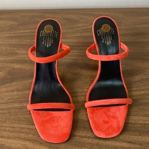 Charlotte stone red suede heels made in Italy